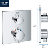 Grohe Grohtherm 24110000 Single Function 2-Handle Thermostatic Valve Trim in Grohe Chrome