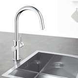 Grohe Blue 31251002 Single-Handle Pull Down Kitchen Faucet Single Spray 1.75 GPM With Chilled & Sparkling Water in Grohe Chrome