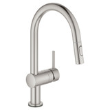 Grohe Minta 31359DC2 Single-Handle Pull Down Kitchen Faucet Dual Spray 1.75 GPM with Touch Technology in Grohe Supersteel