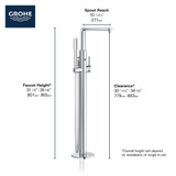 Grohe Lineare 23792EN1 Single-Handle Freestanding Tub Faucet with 1.75 GPM Hand Shower in Grohe Brushed Nickel