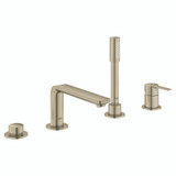 Grohe Lineare 19577EN1 4-Hole Single-Handle Deck Mount Roman Tub Faucet with 1.75 GPM Hand Shower in Grohe Brushed Nickel