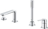 Grohe Lineare 19577EN1 4-Hole Single-Handle Deck Mount Roman Tub Faucet with 1.75 GPM Hand Shower in Grohe Brushed Nickel