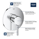 Grohe Concetto 14468EN0 Pressure Balance Valve Trim with Cartridge in Grohe Brushed Nickel