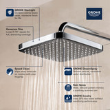 Grohe Tempesta 26718000 250 Rain Shower Head, 9 7/8" - 1 Spray, 1.75 gpm in Grohe Chrome