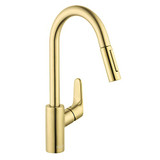 Hansgrohe 04505250 Focus High Arc Kitchen Faucet, 2-Spray Pull-Down, 1.75 GPM in Brushed Gold Optic