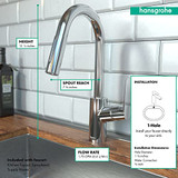 Hansgrohe 04506251 Focus Prep Kitchen Faucet, 2-Spray Pull-Down, 1.75 GPM in Brushed Gold Optic