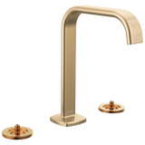 Brizo Allaria Widespread Lavatory Faucet with Square Spout - Less Handles in Luxe Gold Finish - 65368LF-GLLHP-ECO