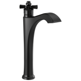 Delta Dorval Single Handle Vessel Bathroom Faucet with Cross Handle in Matte Black Finish - 757-BL-DST