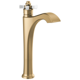 Delta Dorval Single Handle Vessel Bathroom Faucet with Cross Handle in Champagne Bronze / Porcelain Finish - 757-GS-DST