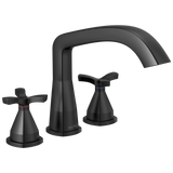 Delta Stryke Three Hole Roman Tub Trim with Cross Handles in Matte Black Finish - T27766-BL
