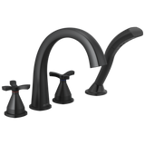 Delta Stryke Four Hole Arc Roman Tub Trim with Cross Handles in Matte Black Finish - T47776-BL