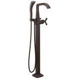 Delta Stryke Single Handle Floor Mount Tub Filler Trim with Cross Handles in Venetian Bronze Finish - T47766-RBFL