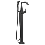 Delta Stryke Single Handle Floor Mount Tub Filler Trim with Lever Handles in Matte Black Finish - T4776-BLFL