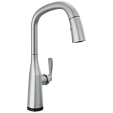 Delta Stryke Single Handle Pull Down Kitchen Faucet with Touch 2O Technology in Lumicoat Arctic Stainless Finish - 9176T-AR-PR-DST