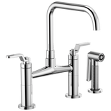 Brizo Litze 62554LF-PN Bridge Faucet with Square Spout and Industrial Handle Polished Nickel