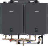 Rinnai TRX Series 22 GPM 398,000 BTU Indoor Outdoor 2 Unit Sensei CX Tankless Water Heater Compact Wall Hanging Rack System - TRX02CXIN