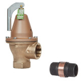 Watts 1-1/2" 174A Bronze Boiler Pressure Relief Valve, 50 psi, Discharge Line Flood Sensor Included - F276886