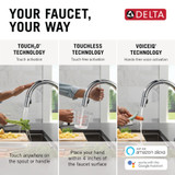Delta Trinsic VoiceIQ Kitchen Faucet with Touch2O with Touchless Technology in Chrome - 9159TLV-DST