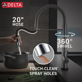 Delta Trinsic Touch2O Kitchen Faucet with Touchless Technology in Arctic Stainless - 9659TL-AR-DST