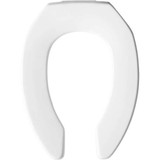 Bemis 2L2155T 000 Elongated Open Front Less Cover Medic-Aid Plastic Toilet Seat in White with STA-TITE Commercial Fastening System, DuraGuard, Super Grip Bumpers and 2-inch Lifts