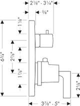 AXOR 39720001 Citterio Thermostatic Trim with Volume Control and Diverter in Chrome