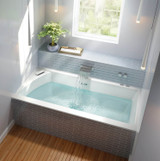Bain Ultra Citti Trio 6032 Rectangular Alcove 1-Person 50 Gallon Soaker Bathtub with Citti Insert + 1/2" Slim Deck and Left Waste in Biscuit - BCTDRAKLN-02