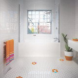 Bain Ultra Citti 17 6032 Rectangular Alcove 1-Person 45 Gallon 42 Jet Thermomassuer Bathtub with 1-1/2" Standard Deck and Right Waste in Biscuit - BC7DRA0RT-02