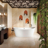 Bain Ultra Evanescence 7440 Oval Freestanding 2-Person 68 Gallon 41 Jet Thermomassuer Bathtub with 1-1/2" Standard Deck Heated Backrest and Heated Headrest in Black/White - BEVUOF00T-66