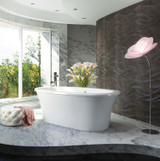 Bain Ultra Balneo Sanos 6636 Oval Freestanding 2-Person 48 Gallon 38 Jet Thermomassuer Bathtub with 2-1/2" Raised Deck Heated Backrest and Heated Headrest in Biscuit - BBSLOFP0T-02