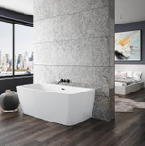 Bain Ultra Vibe 5828 Curved - 1 Side Back To Wall 1-Person 44 Gallon 40 Jet Thermomassuer Bathtub with 1-1/2" Standard Deck Heated Backrest and Left Waste in White - BVBCHW0LT-01