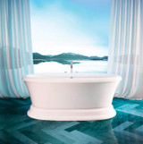 Bain Ultra Balneo Naos 7240 Oval Freestanding 2-Person 59 Gallon 40 Jet Thermomassuer Bathtub with Flat Deck Heated Backrest and Heated Headrest in White - BBNUOFN0T-01