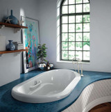 Bain Ultra Amma 7242 Oval Drop In 2-Person 65 Gallon 58 Jet Thermomassuer Bathtub with Flat Deck 2 Raised Seats Heated Backrests Heated Headrests 4 Armrests and 2 Grab Bars in White - BAMVOUN0T-01