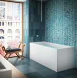 Bain Ultra Nokori 6429 Rectangular Freestanding 1-Person 55 Gallon Soaker Bathtub with 1-1/2" Standard Deck in White - BNOIRF00N-01