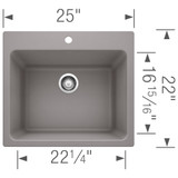 Blanco 401924 25" Liven Silgranit Laundry Sink: Metallic Gray