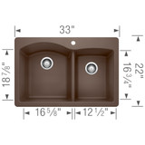 Blanco 440213 Diamond .75 Bowl Silgranit II: Cafe Brown Drop In Kitchen Sink