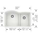 Blanco 441593 Diamond 1.75 Low Divide Undermount - White
