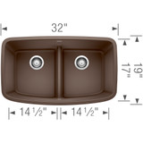 Blanco 442203 Valea Silgranit Equal Double with Low-Divide Undermount - Caf?? Brown