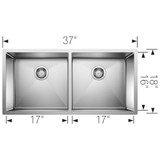 Blanco 516219 Precision 16" R10 Large Equal Double Bowl Undermount