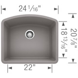 Blanco 440173 Diamond Silgranit Undermount Sink: Metallic Gray