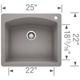 Blanco 440209 Diamond Silgranit Sink Metallic Gray