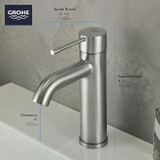 Grohe Essence 23592ENA Single Hole Single-Handle S-Size Bathroom Faucet 1.2 GPM in Grohe Brushed Nickel