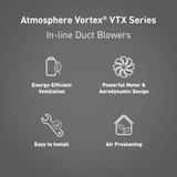 Panasonic Atmosphere Vortex Corded Centrifugal In-line Fan, 602 CFM at 0.2 s.p. - VTX800L