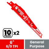Diablo DS0609CGP10 6 in. Demo Demon Carbide General Purpose Recip (10-Pack) - 2 Pack