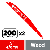 Diablo DS0912BW200 9 in. Bi-Metal Recip Blade for Nail Embedded Wood (200-Pack) - 2 Pack