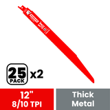 Diablo DS1208BFD25 12 in. Bi-Metal Recip Blade for Thick Metal/Demolition (3/16 in. to 9/16 in.) (25-Pack) - 2 Pack