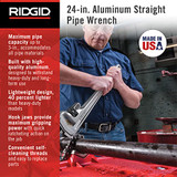 RIDGID 24 inch Aluminum Straight Pipe Wrench - 31105