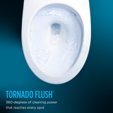 Toto Aimes One Piece Elongated Universal Height Toilet with CEFIONTECT 1.28 GPF with Contemporary Washlet+ Auto Flush S7A Bidet Seat in Cotton White