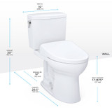 TOTO Drake 2-Piece Elongated Toilet with S7A Bidet Seat, 1.6 GPF in Cotton White