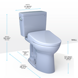 Toto Drake Two Piece Elongated 10 Inch Rough in Tornado Flush Universal Height Toilet with CEFIONTECT 1.28 GPF with Contemporary Washlet+ Auto Flush S7 Bidet Seat in Cotton White