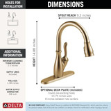 Delta Leland Leland Single Handle Pull-Down Kitchen Faucet With Shieldspray Technology in Champagne Bronze - 9178-CZ-DST